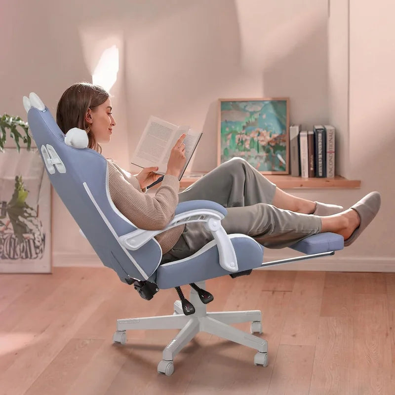 Silla Gaming Negra/Rosa con Orejas de Gato y Reposapiés, Reclinable, para 1 Persona