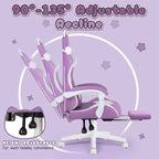 Silla Gaming Negra/Rosa con Orejas de Gato y Reposapiés, Reclinable, para 1 Persona