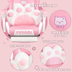 Silla Gaming Negra/Rosa con Orejas de Gato y Reposapiés, Reclinable, para 1 Persona