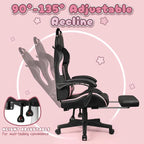 Silla Gaming Negra/Rosa con Orejas de Gato y Reposapiés, Reclinable, para 1 Persona