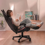 Silla Gaming Negra/Rosa con Orejas de Gato y Reposapiés, Reclinable, para 1 Persona